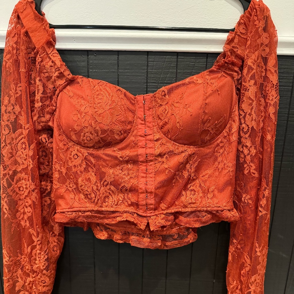 Orange Crop Bustier with sleeves